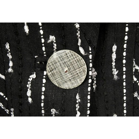 EYE Black & White Stitching Detail Single Button Linen Blend Blazer Size 8 - Picture 4 of 4